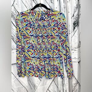 APNY Multicolored Blouse Pleated Front S